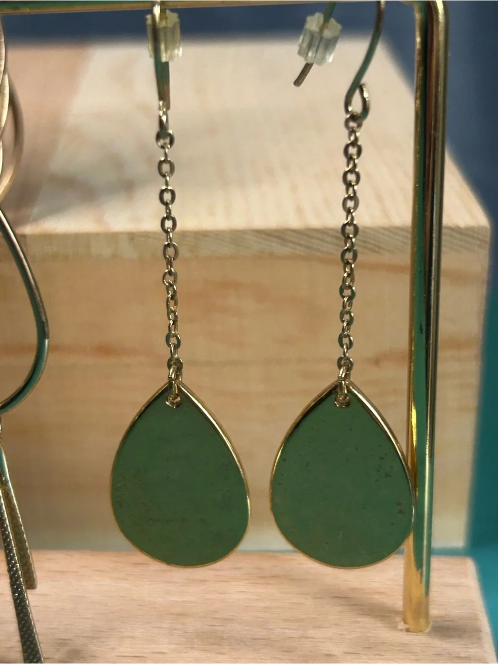 Three Pair of Gold Tone Art Deco Statement Dangle Drop Earrings